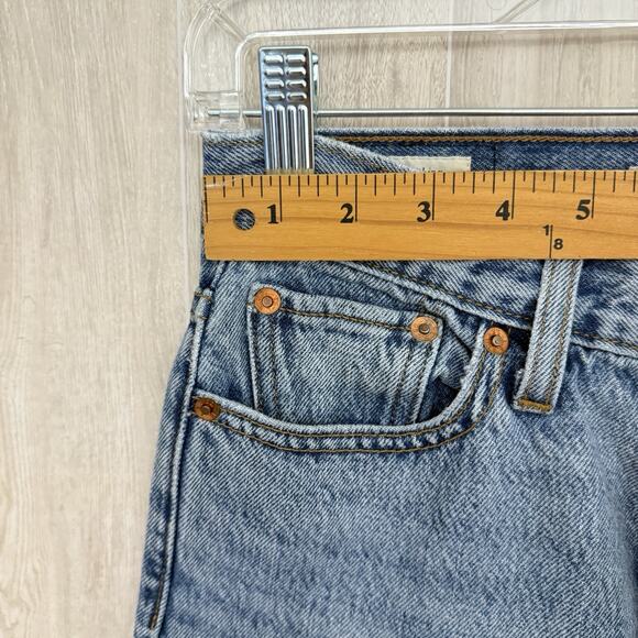 Levi's Wedgie Jeans Womens Sz 25 Straight Button Fly Distressed Hem High Rise - Picture 6 of 16